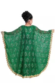 Bottle Green Georgette Hand Embroidered Zari Work Kids Kaftans Party Wear Dresses