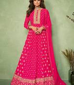 Pink resham embroidery georgette salwar