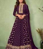 Purple resham embroidery georgette salwar