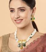 Green pearl earrings