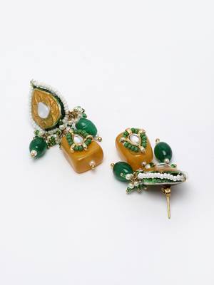 Green pearl earrings 3