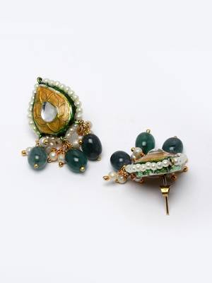 Green pearl earrings 3