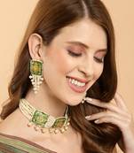 Green pearl earrings