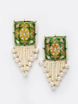 Green pearl earrings 2