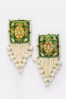 Green pearl earrings