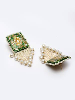 Green pearl earrings 3
