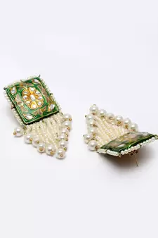Green pearl earrings