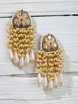 Yellow pearl earrings 2