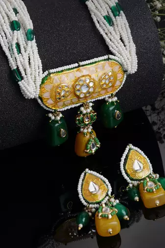 Green pearl necklace-sets