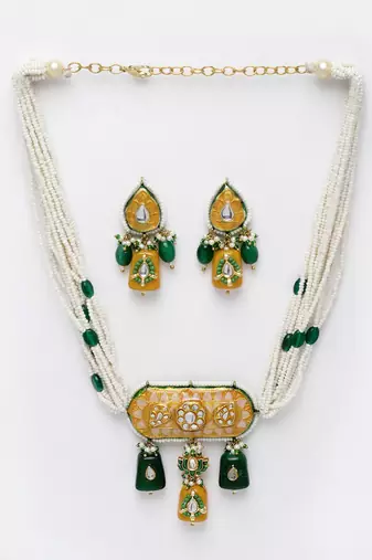 Green pearl necklace-sets