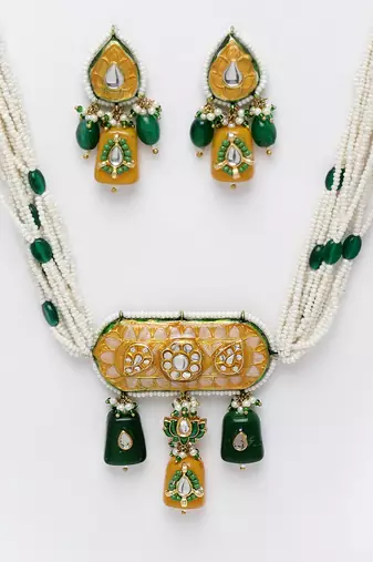 Green pearl necklace-sets
