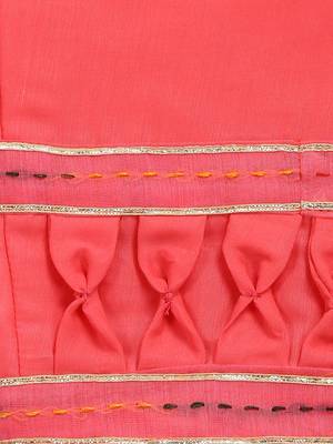 Coral Pink Chanderi Embroidered & Stone Work Dress Material 6