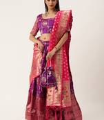 Purple Color Jacquard Paithani Zari Work Semi Stitched Lehenga & Un Stitched Blouse With Dupatta 
