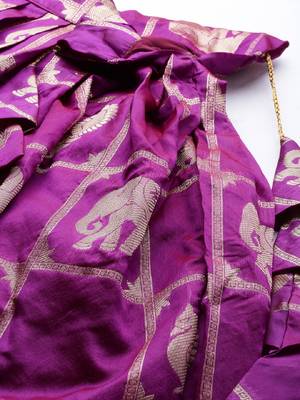 Purple Color Jacquard Paithani Zari Work Semi Stitched Lehenga & Un Stitched Blouse With Dupatta  4