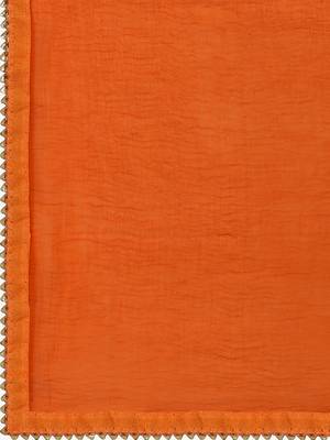 Orange Chanderi Embroidered & Stone Work Dress Material 5