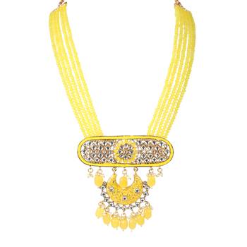 Mad Club Meenakari Long Multistrand Beaded Bridal Necklace Earring & Ring Set For Women 2
