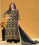  Georgette Black Palazzo Salwar Suit With Embroidery And Stone Work Wedding Party Wear