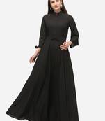 Black Solid A-Line Dress