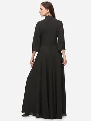 Black Solid A-Line Dress 2
