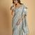 Grey plain linen saree with blouse
