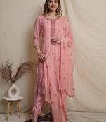 Pink embroidered georgette salwar