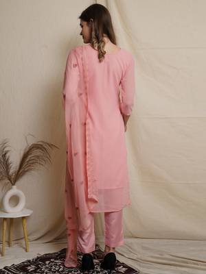 Pink embroidered georgette salwar 3