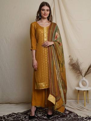 Gold embroidered chiffon salwar 1