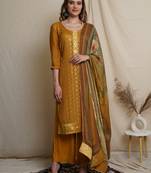 Gold embroidered chiffon salwar