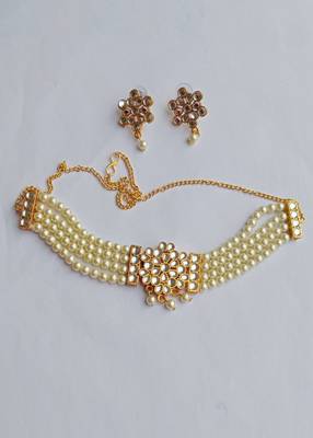cream pearl neck lace set 1