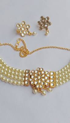 cream pearl neck lace set 2