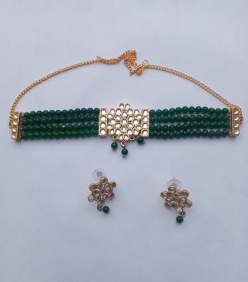 Green pearl necklace set 1