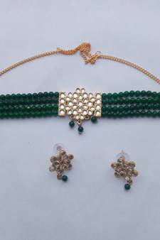 Green pearl necklace set