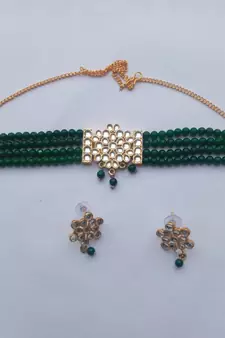 Green pearl necklace set