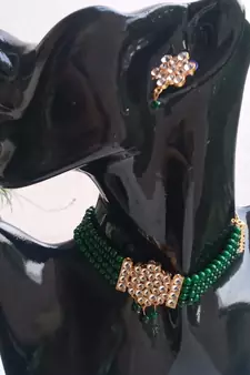Green pearl necklace set