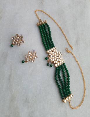 Green pearl necklace set 4