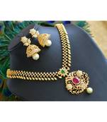 Gold tone cz ruby-emerald designer necklace set dj-07137