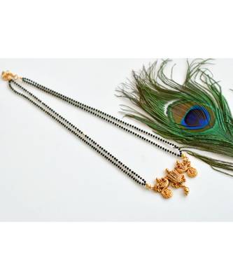 Matte Finish Cz Ruby-green Nama-peacock Designer Mangalsutra dj-32719 1