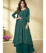  Shamita Shetty Teal Green Georgette Pakistani Salwar Kameez