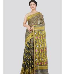 Pinkloom Women'S Grey Hand Woven Jamdani-Sarees Without Blouse
