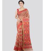Pinkloom Women'S Beige Hand Woven Jamdani-Sarees Without Blouse