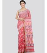 Pinkloom Women'S Pink Hand Woven Jamdani-Sarees Without Blouse