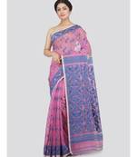 Pinkloom Women'S Pink Hand Woven Jamdani-Sarees Without Blouse