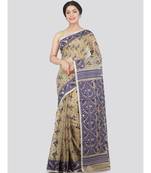 Pinkloom Women'S Beige Hand Woven Jamdani-Sarees Without Blouse
