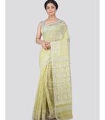Pinkloom Women'S Yellow Hand Woven Jamdani-Sarees Without Blouse