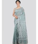 Pinkloom Women'S Grey Hand Woven Jamdani-Sarees Without Blouse