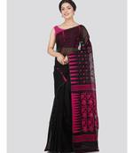 Pinkloom Women'S Black Hand Woven Jamdani-Sarees Without Blouse