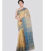 Pinkloom Women'S Beige Hand Woven Jamdani-Sarees Without Blouse