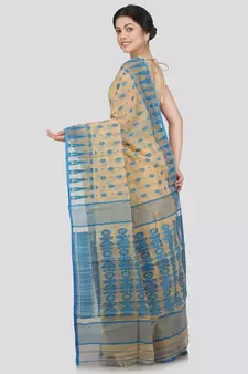 Pinkloom Women'S Beige Hand Woven Jamdani-Sarees Without Blouse