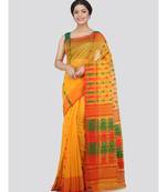 Pinkloom Women'S Yellow Hand Woven Jamdani-Sarees Without Blouse