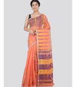 Pinkloom Women'S Orange Hand Woven Jamdani-Sarees Without Blouse